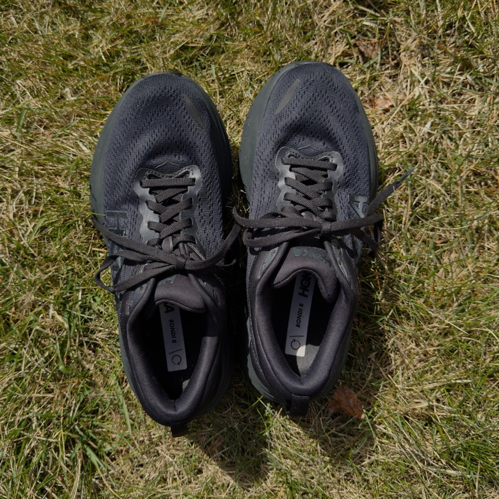 HOKA Bondi 8 Road Running Sneaker in Black - Size 8